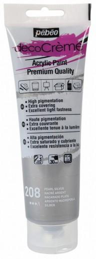 Immagine prodotto Pebeo Decocrème Colore acrilica madreperla (Argento, 120 ml)