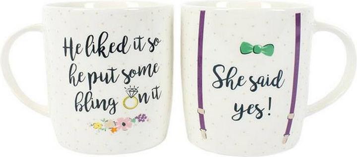 Actual product image Something Different Mug Set She Said Yes! Porcelain 2Pack (2 x)