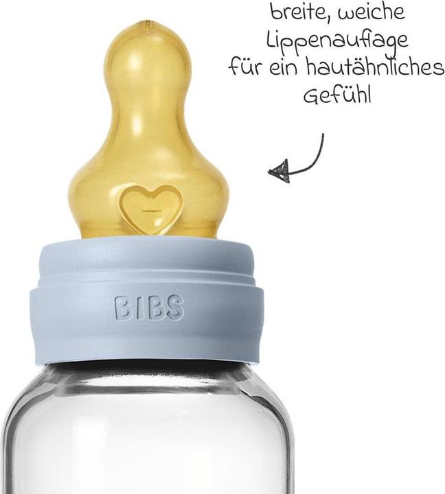 Produktbild Bibs Babyflaschen Glas-Flasche Baby Bottle Round 120 ml + Latex-Trinksauger (120 ml)