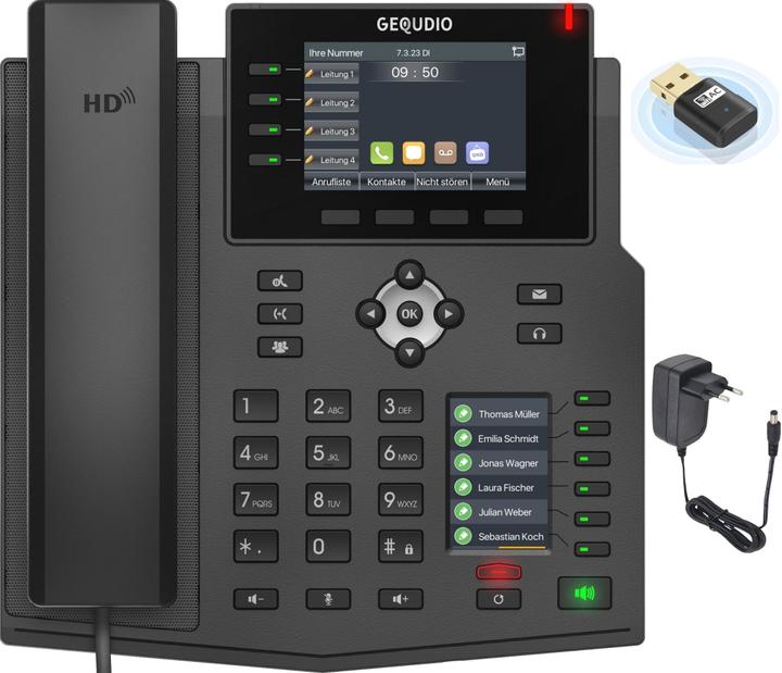 Actual product image Gequdio GX5+ IP telephone set with power supply unit & WLAN stick