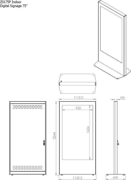 Produktbild DSS Indoor Stele Portrait, 75" Bildschirm, schwarz