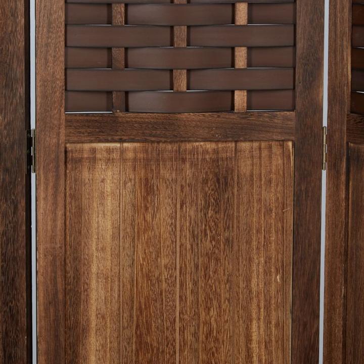 Produktbild Greendeco Paravent Raumteiler 3 teilig Holz Trennwand Rattan Optik Sichtschutz Braun