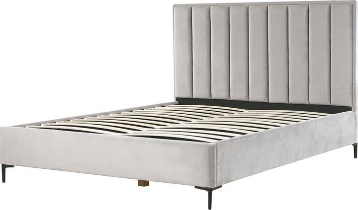 Actual product image Beliani Upholstered bed in grey velvet fabric with folding bed base 180 x 200 cm SEZANNE (180 x 200 cm)