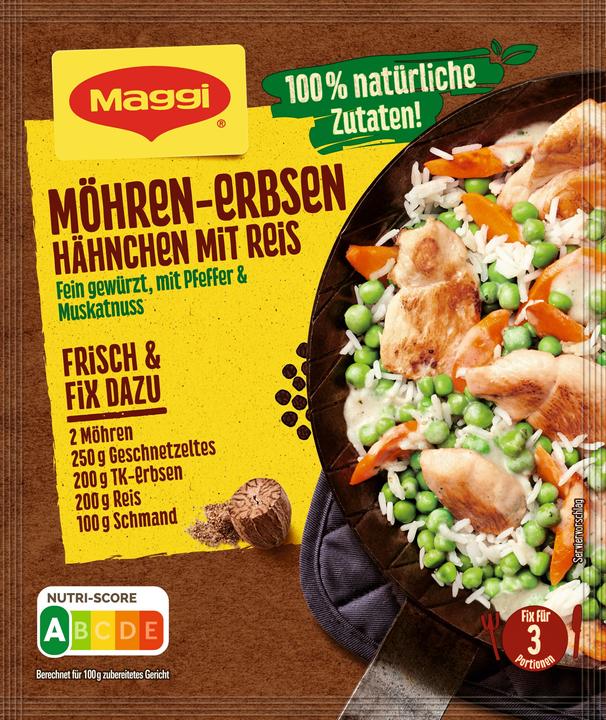 Produktbild Maggi FIX Möhren-Erbsen Hähnchen mit Reis (41 g)