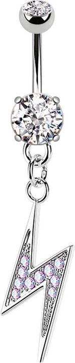 Immagine prodotto Star Piercing Banana in argento con due sfere di cristallo, ciondolo in argento con fulmine (Ottone, Acciaio chirurgico 316L)