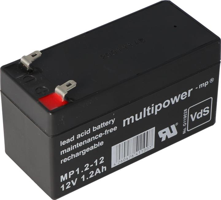 Multipower Battery MP1.2-12 Lead acid battery with 4,8mm Faston contacts (12 V, 1.20 Ah)