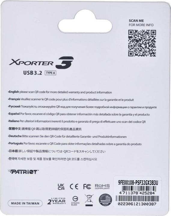 Actual product image Patriot USB 32GB Xporter GEN 1 3.2 PAT (32 GB, USB-A)