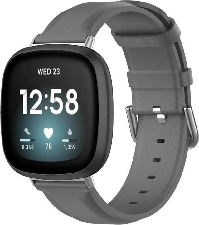 Cover-Discount Fitbit Versa / Sense - Leather bracelet grey (Faux leather)