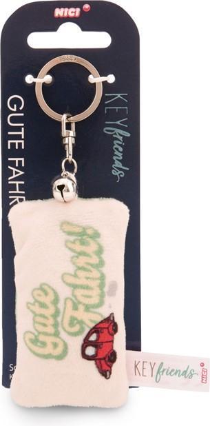 Actual product image Magni NICI Schlüsselanhänger Mini Plüschkissen Gute Fahrt! mit Glöckchen 8cm
