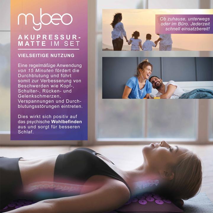 Actual product image Mybeo Acupressure mat with natural fibres, acupressure set 71 x 44cm, fascia set, cushion, mat & massage