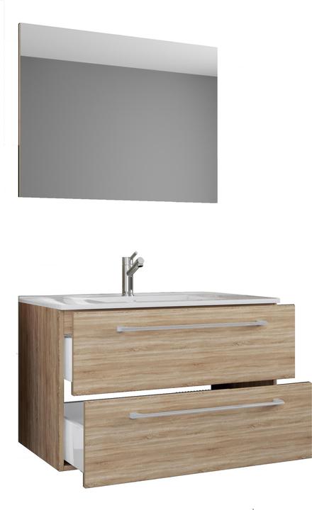 Immagine prodotto VCM Set lavabo 3 pezzi arredo bagno Badinos 2 cassetti specchio