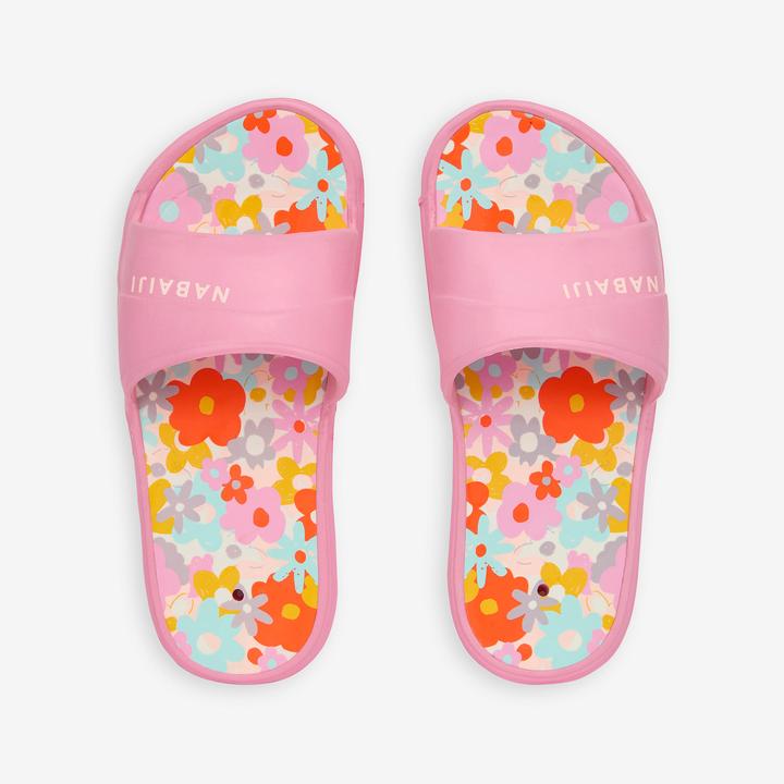 Image du produit Nabaiji Claquettes piscine Enfant - Slap 500 imprimés fleurs rose rouge (32)