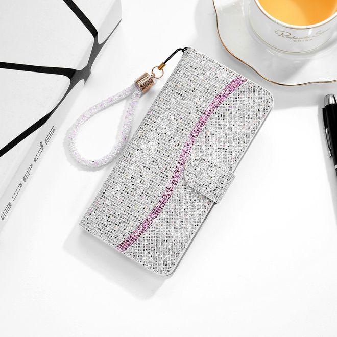 Immagine prodotto MU Style Copertina in pelle glitterata con strisce (Apple iPhone SE (terza generazione), Apple iPhone SE (seconda generazione), Apple iPhone 8, Apple iPhone 7)