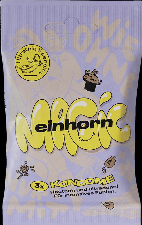 Einhorn Condoms «MAGIC»: 3 dünne vegane Kondome in der Chipstüte (3 Stk.)