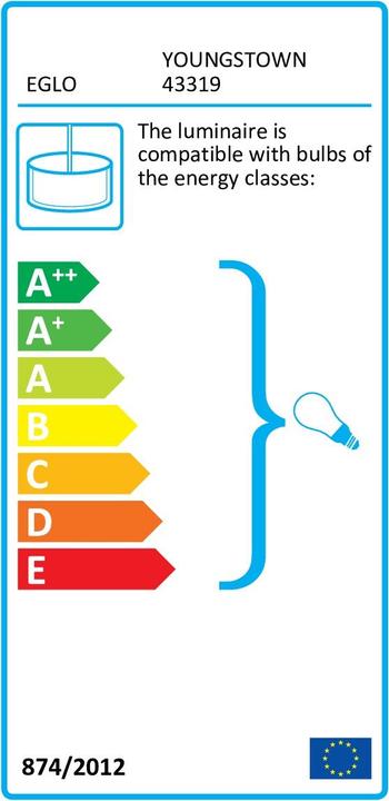 Energielabel EGLO Hanglamp YOUNGSTOWN 6x E27, Zwart/Bruin (E27)