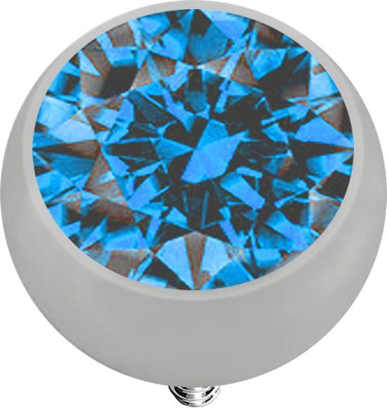 Star Piercing Dermal Anchor Kugel silber mit Kristall hellblau (Titan G23, ohne Messing)