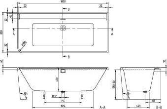 Produktbild Villeroy & Boch V&B Vorwand-Badewanne COLLARO 180x80 re m Ab u Überlgrt. bl matt we (148 l, 180 cm, 80 cm)