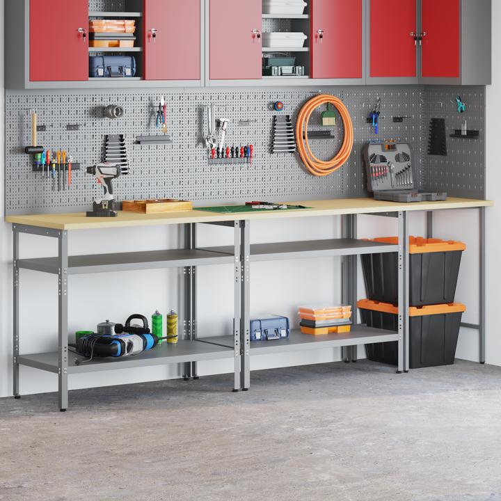 Produktbild VidaXL 3-teiliges Werkbank-Set aus grauem Stahl
