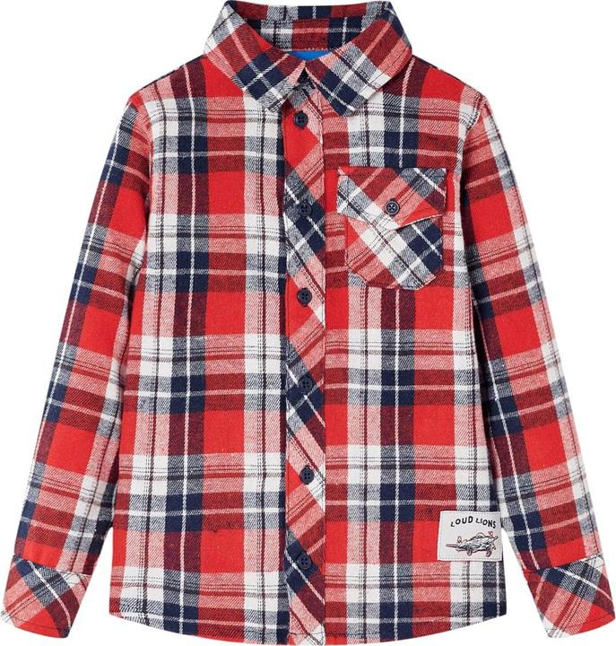 VidaXL Kinderhemd Karomuster Rot und Marineblau 116,Material: 100 (116)