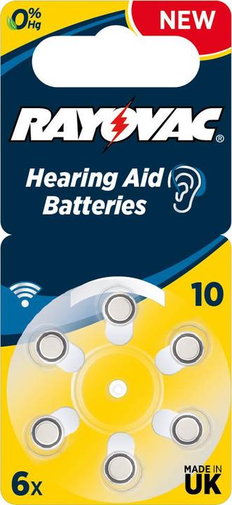 Rayovac Batt.Acoustic S. 10 Confezione da 6 (6 pz., PR70, 105 mAh)