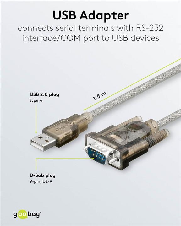 Image du produit Goobay Convertisseur USB série RS232 (1.50 m)