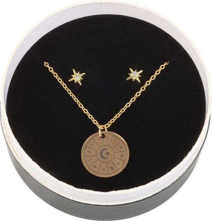Something Different Ohrring und Halsketten Set Astrologie Rad (Nickelfrei)