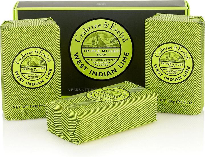 Actual product image Floris Crabtree & Evelyn West Indian Lime Triple Milled Soap Set for Men (Liquid soap)