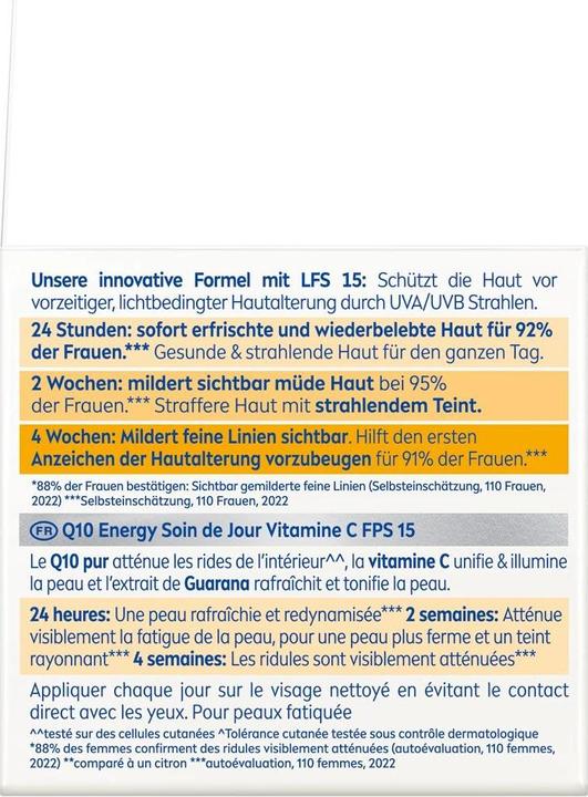 Nährwerte und Zutaten NIVEA Q10 Energy Anti-Falten Tagescreme (50 ml, Tagescreme, SPF 15)