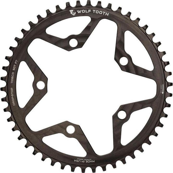 Actual product image Wolf Tooth Gravel/CX/Road chainring, 110 BCD, 5-hole, 50 t., black (50)