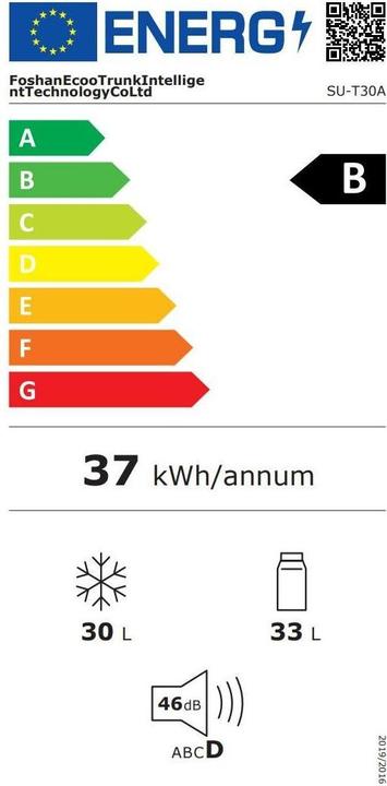 Energie-Label Koor Kompressor-Kühlbox ARC 30 L, Stromversorgung (30 l)