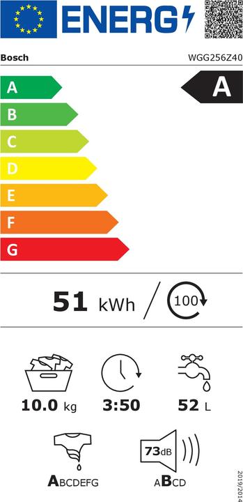 Energie-Label Bosch Hausgeräte WGG256Z40 (10 kg, Links)
