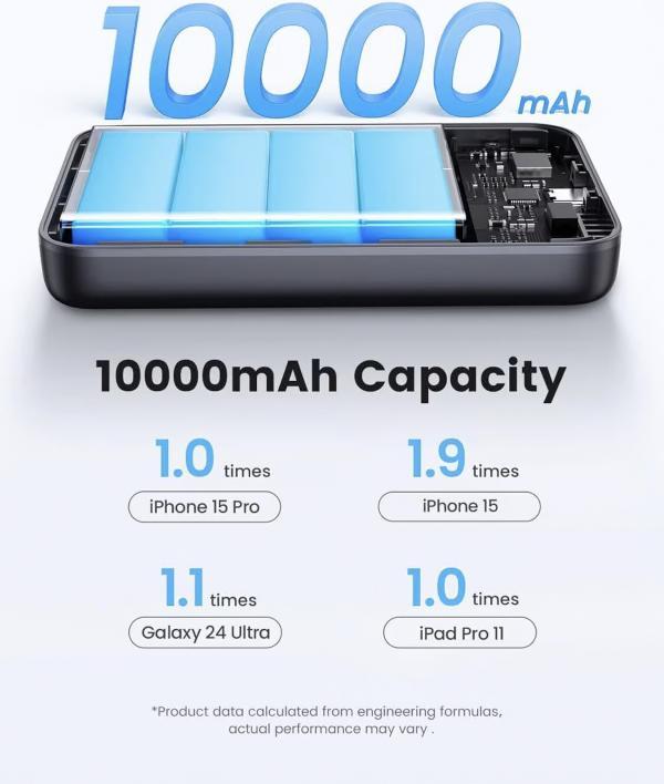 Image du produit Ugreen Magnetic Wireless Power Bank (10000 mAh, 30 W, 37 Wh)