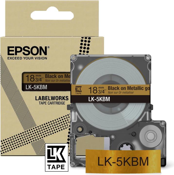 Epson Metallic Gold/Black 18mm LK-5KBM (1.80 cm, Gold)