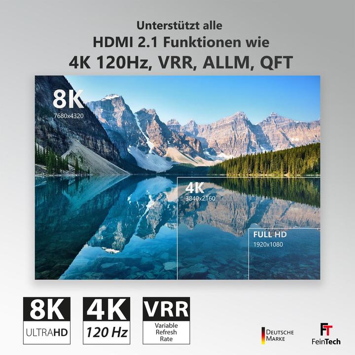 Produktbild FeinTech SW210 HDMI 2.1 8K Bi-Directional Switch 2 In 1 Out | Splitter 1 In 2 Out | Metal