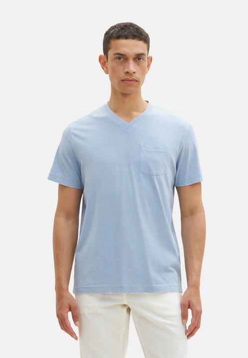 Image du produit Tom Tailor T-Shirt Kurzarmshirt mit V-Ausschnitt, ausgewaschener Optik und Brusttasche (XL)