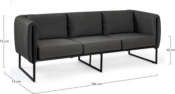 Produktbild Bizzotto Gartensofa 3-Sitzer Pixel anthrazit