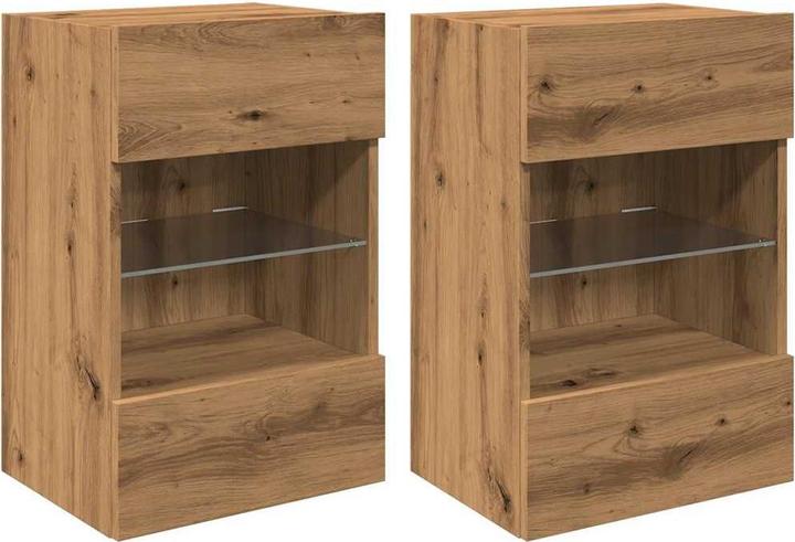 Image du produit VidaXL Meubles TV muraux avec lampes LED 2 pcs. Chêne Artisan Meuble TV suspendu