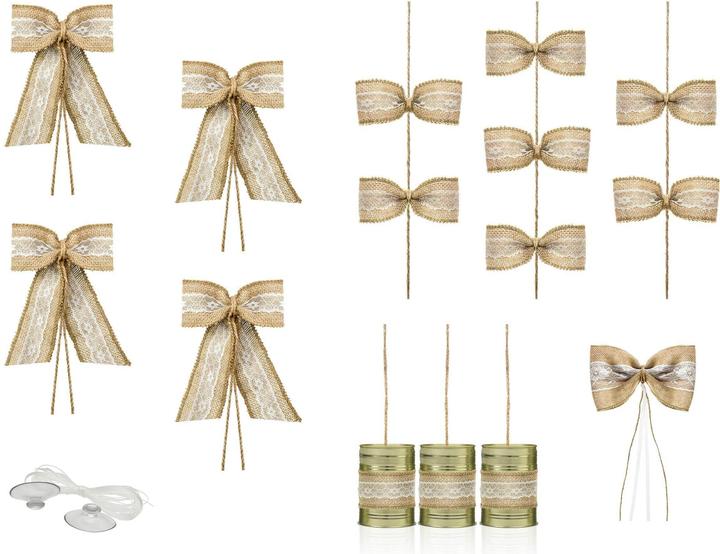 Image du produit Partydeco Accessoire de fête Set de décoration de voiture 5 pièces, brun/blanc