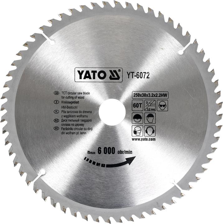 Immagine prodotto Yato lama circolare TCT professionale 250 mm, 60 denti, foro 30 (YT-6072)