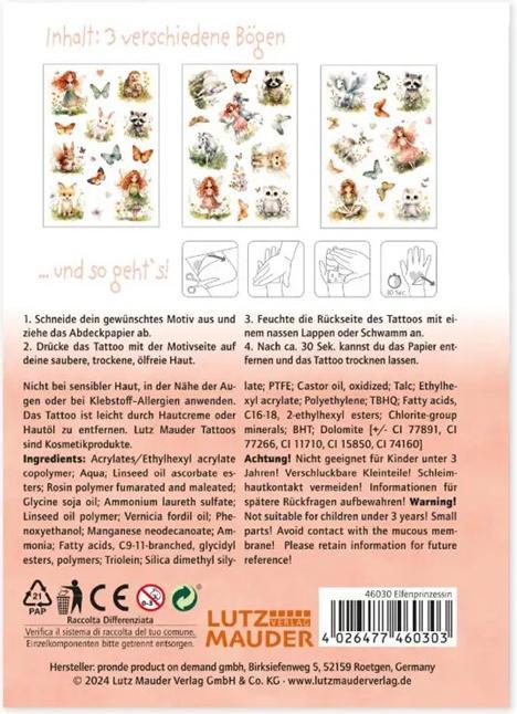Produktbild Lutz Mauder TapirElla Tattoo-Set A6, Elfenprinzessin