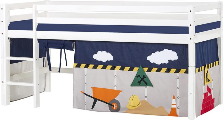 Produktbild Hoppekids BUNDLE BASIC Halbhochbett 90x200 cm mit CONSTRUCTION Vorhang und Schaummatratze (90 x 200 cm)
