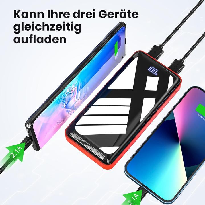 Produktbild Bextoo Powerbank 30000mAh, Rot (27000 mAh, 22.50 W, 22.50 Wh)