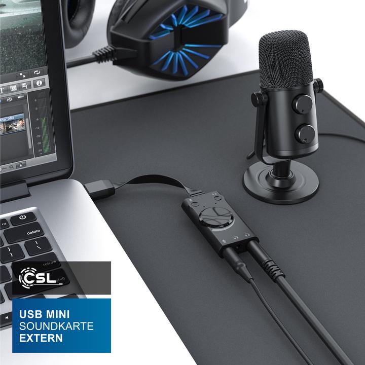 Immagine prodotto CSL Scheda audio USB con suono surround, mini scheda audio USB esterna con controllo del volume (USB 2.0)