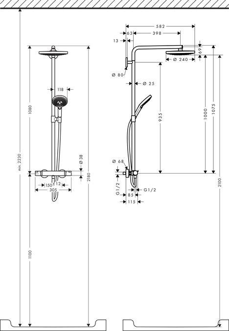 Image du produit hansgrohe Showerpipe RAINDANCE SELECT S 240 2jet