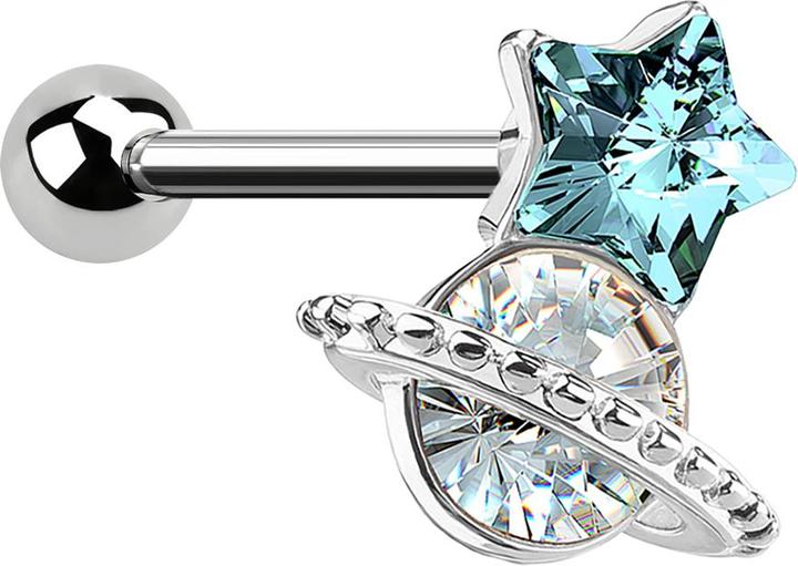 Star Piercing Micro Barbell silber Sternkristall mit Kristall (Chirurgenstahl 316L, Messing)
