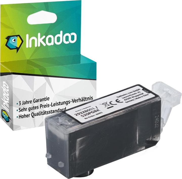 Produktbild Inkadoo Druckerpatronen kompatibel zu Canon 2932B001 / PGI-520PGBK Tintenpatrone, schwarz Schwarz (BK)