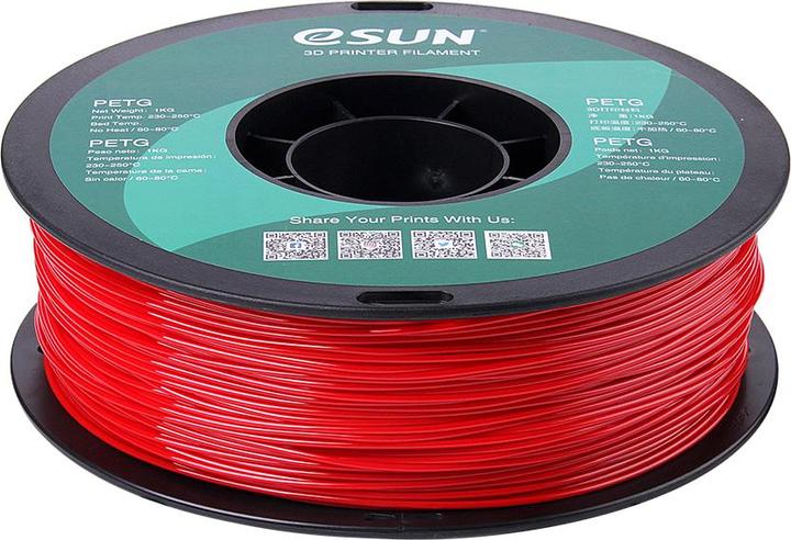 Actual product image eSUN PETG 1.75mm Fire Eng. Red 1kg 3D Filament (PETG, 1.75 mm, 1000 g, Red)