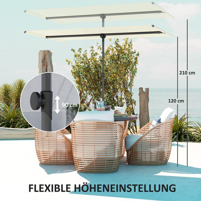 Produktbild Swisshandel24 Sonnenschirm 180 Grad drehbar Höhenverstellbar Alu 150x205cm Beige (2.05 m)