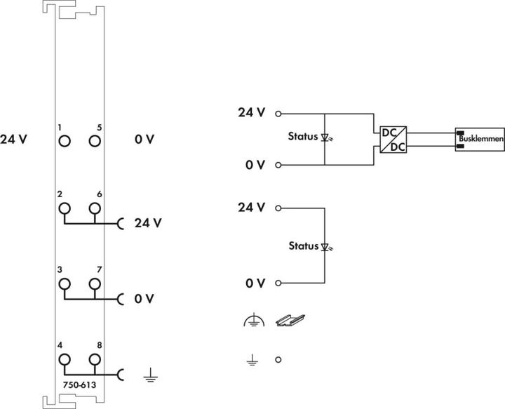 Image du produit Wago Borne d'alimentation potentielle 24VCC 750-613 Alimentation du bus