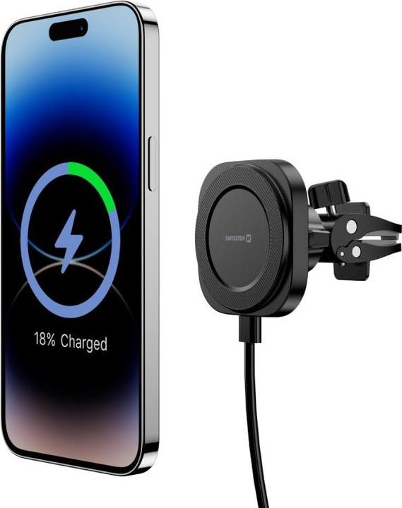 Image du produit Swissten Magstick Compact Magnetic Car Holder With Wireless Charger 15W/7,5W(Compatible Magsafe)